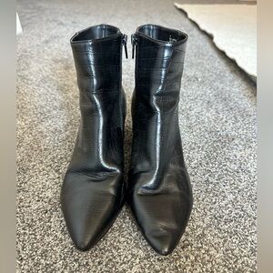 Black snakeskin booties